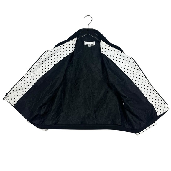 Caroline Rose Black Zip Front Jacket Polka Dot Cuff Pockets Womens Size Medium - Picture 4 of 13